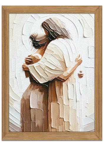 Framed 3D Textured Jesus Embracing Woman Wall Art, Safe in