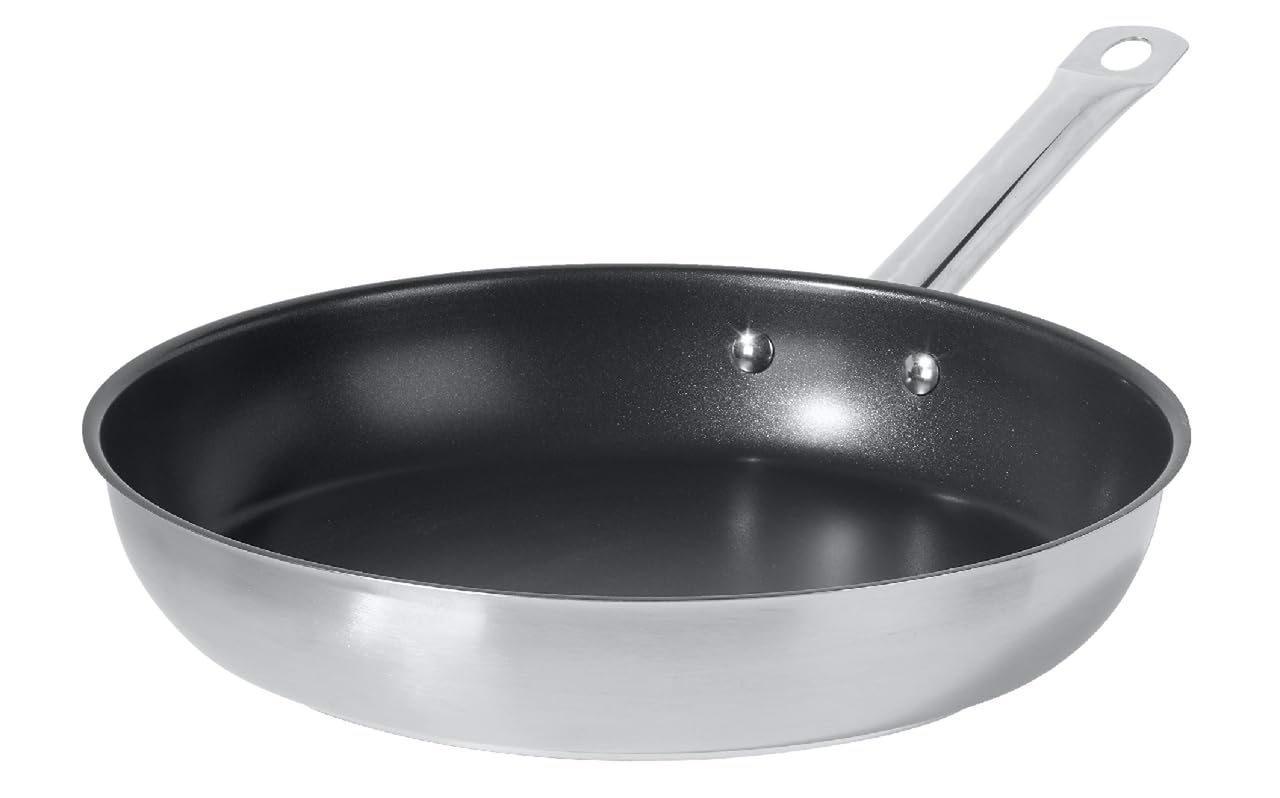 METRO Professional Set de 3 Sartenes Redondas, Acero Inoxidable, Ø 24/28 / 32 cm, Antiadherentes, APTAS para Inducción y Horno