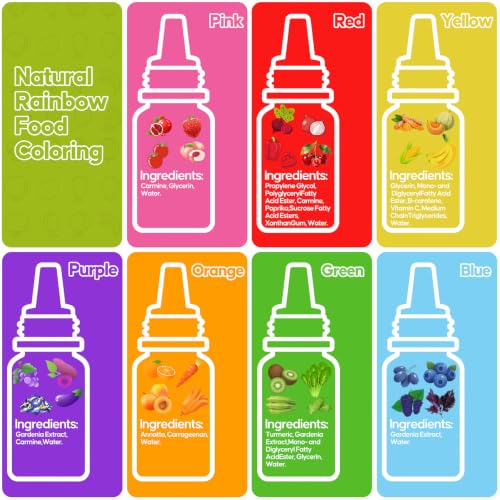 Image of Natural Food Coloring 7x12ml FD&C Dye Free for Baking,Cake&Frosting Fondant