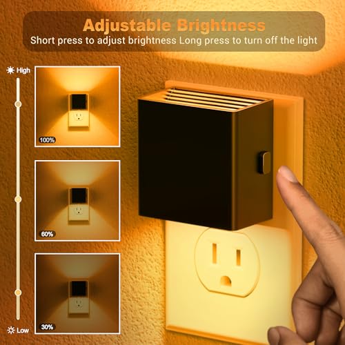 Image of JandCase Night Light, Automatic Night Lights Plug into Wall, 2 Pack Modern Night Lights with Auto Light Sensor, Amber Brightness Adjustable Nightlight for Kids Bathroom Hallway Kitchen Bedroom Decor