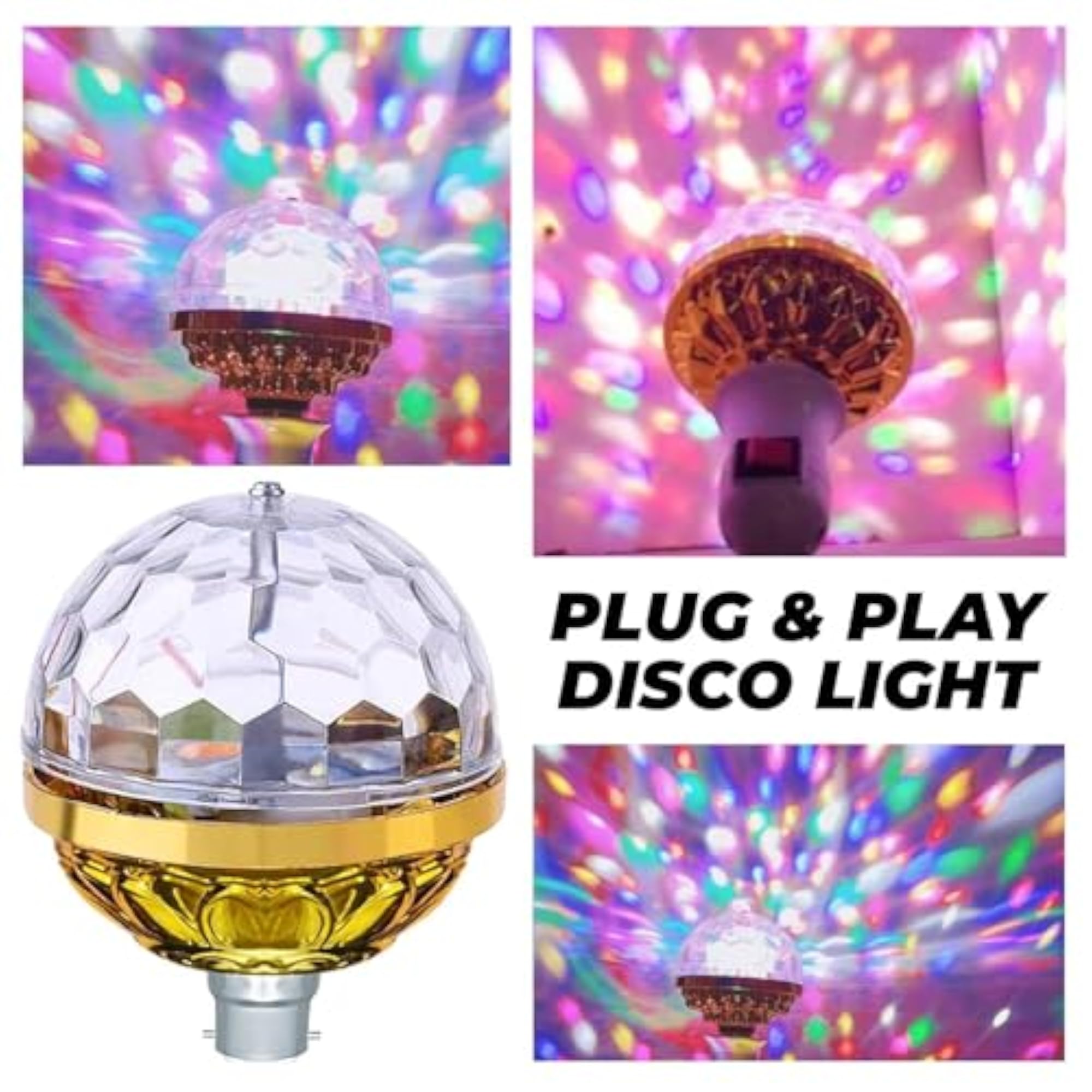 Rotating RGB LED Disco Light Bulb, Colorful Party Light