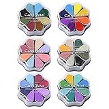 48 Colors Craft Ink Pads, 6 Packs Washable Finger Ink Pads for Paper Wood Fabric Pigment Stamping, R