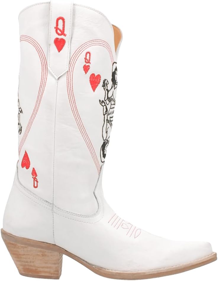 Dingo Womens Queen A Hearts Round Toe Embroidered Casual Boots Mid Calf Mid Heel 2-3" - Black