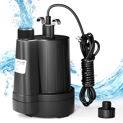D-HONOR 1/3HP Submersible Water Pump 2400GPH, Portable