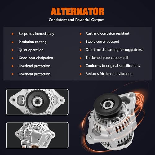SINTLY 100211-1670 Alternator Fit for Kubota, Case 1838 6010, Compac Equipment Mfg. TA48, Corniver CT48s, 12V 40A CW 1-Groove Pulley, Replace# 16231-24011, 16241-64010, AND0212, P114682GT by SINTLY - Used condition - Image 8