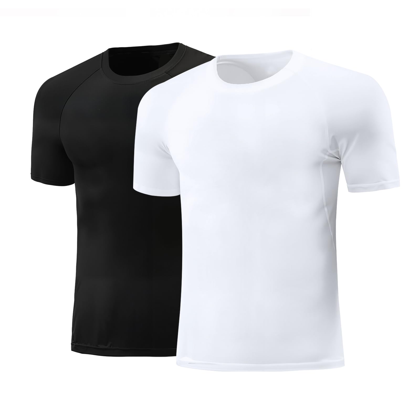 Chemise à Manches Courtes pour garçons Courte pour Le Sport Tee-Shirt， Base de Compression à qéchage Rapide，Bas de Maillot pour Course à Pied, Gym, Basket-Ball, Football, entraînement