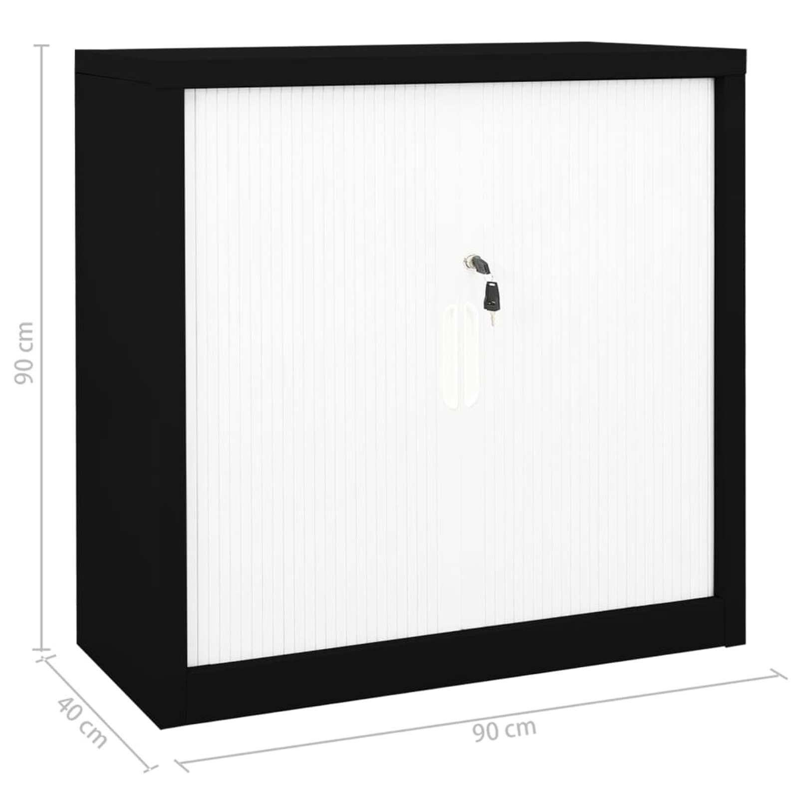 Armario de Acero con Puertas Correderas, 90x40x90 cm, Negro, 2 Estantes Ajustables, Capacidad 90 kg, para Salón, Dormitorio, Oficina