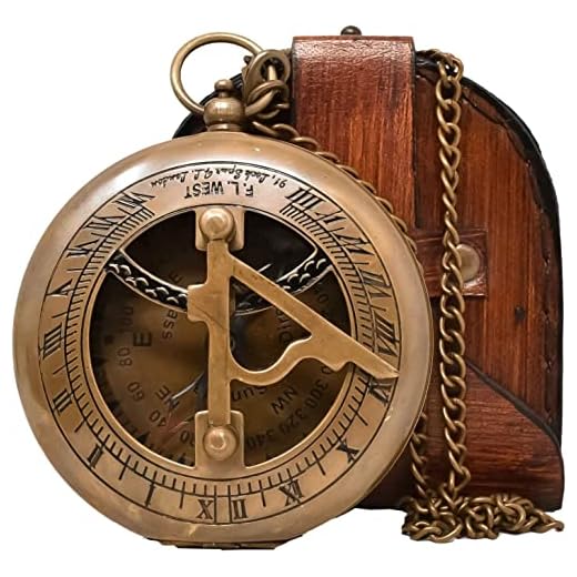 Antique Vintage Sundial Compass - Unique Gift for Men, Brass Pocket Sun Dial Clock, Steampunk Bronze Anniversary Compass Gift, Handcrafted Religious Compass for Adventure and Eagle Scout