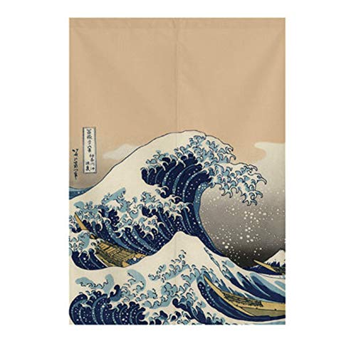 Maya Star Rideau de porte japonais Noren 80 x 120 cm (vagues 02)