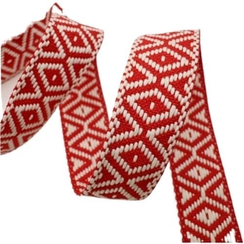 Webbing 5Meters 38mm Colorful Jacquard Cotton Webbing Ribbon Canvas Straps Bag Shoulder Strap Clothing Band Sewing Accessorie(RD825-Red)
