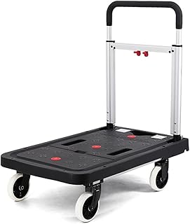 Folding Flatbed Cart, Four-Wheeled Turtle Pull Cargo, Portable Trolley Truck with 330 Lbs Weight Capacity (Color : Red, Size : 68 * 41 * 72cm) (Black 68 * 41 * 72cm)