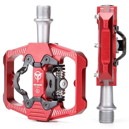 Pédales de VTT double fonction et SPD rouge pour vélo de trekking et exercice