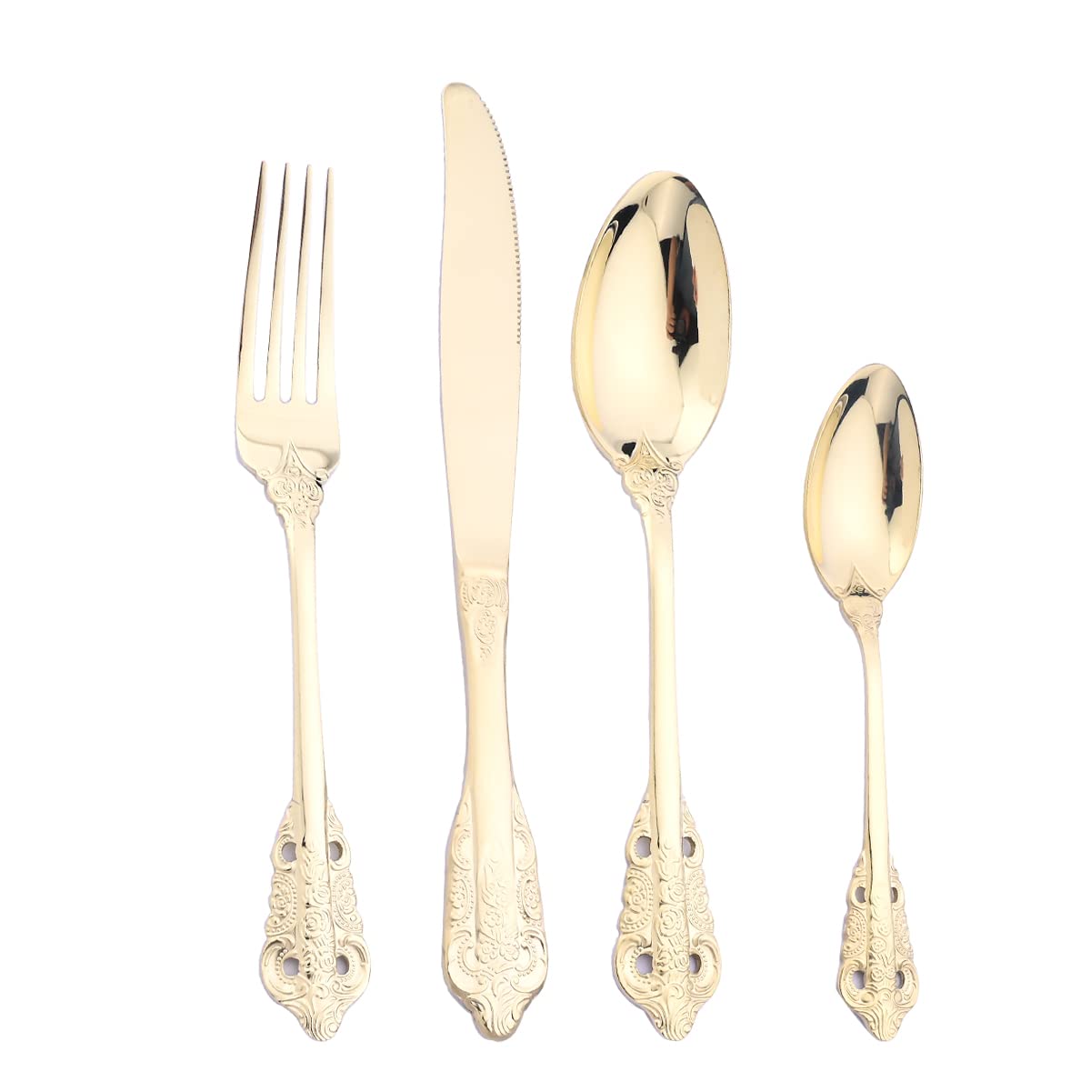 Couverts en acier inoxydable anti-rayures | Ensemble de vaisselle champagne mat 16 pièces