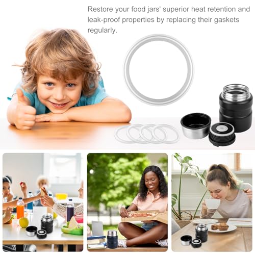 4pcs Replacement Rubber Gaskets Compatible for Thermos Stainless King 16 & 24 Ounce, Silicone Ring Seal Parts O-Ring Parts Compatible for Thermos Stainless King Food Jar BPA Free Accessories