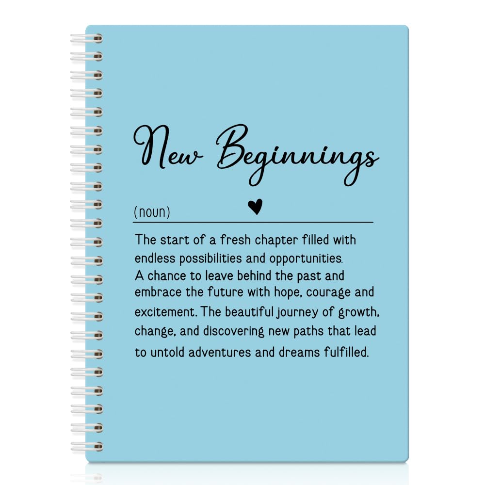 Carnet à spirale bleu New Beginnings format A5 portable avec couverture rigide