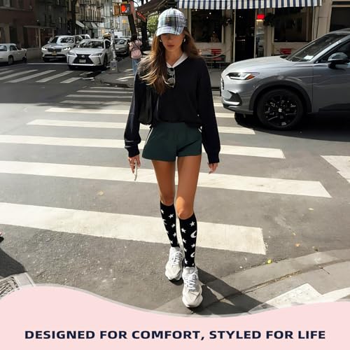 Image of Sooverki Compression Socks for Women & Men 6 Pairs is Best Supportive Knee High Stockings for Circulation, Travel, Nurses