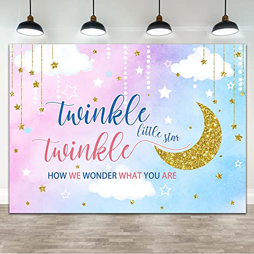 Ticuenicoa 75ft Twinkle Twinkle Little Star Gender Reveal Backdrop for Baby Shower Pink or Blue Decoration He or She Newborn