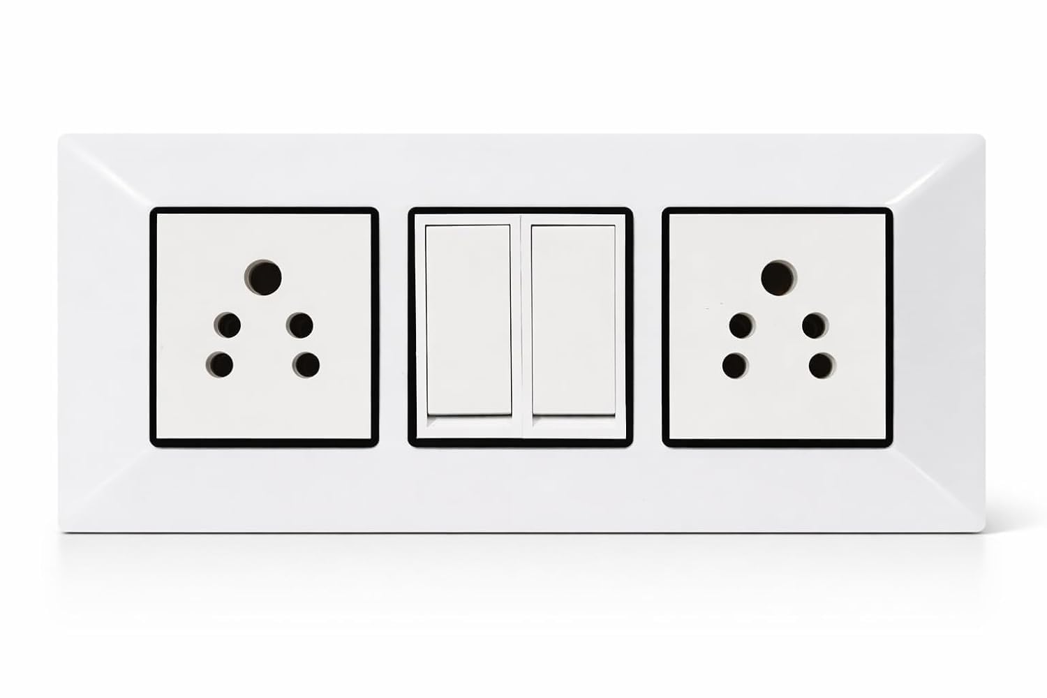 2 Socket 2 Switch Modular Switch Board Plate | Premium White Polycarbonate Electrical Switch Board for Home & Office | Wall Mount | Shock Resistant-image-21