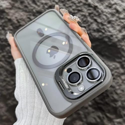 Étui de téléphone magnétique iPhone 14 Plus antichoc gris support intégré