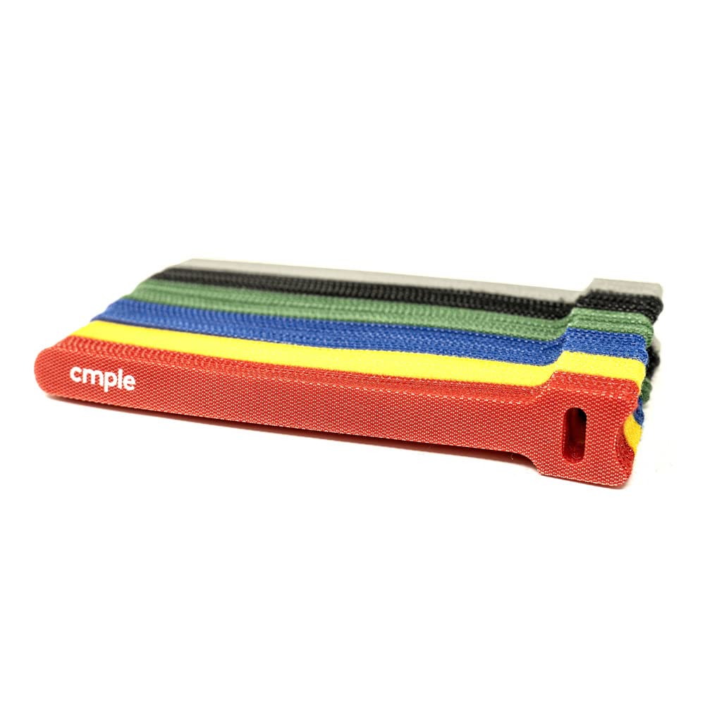 Cmple - Wiederverwendbare Kabelbinder, Nylon, verstellbare Kabel-Organizer, Hakenschlaufe, Kabel-Management, montierbare Kopf-Kabelbinder, 60 Stück, 15,2 cm – mehrfarbig