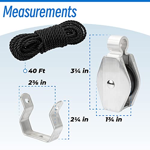 Extension Ladder Rope & Pulley Kit Compatible With Werner Aluminum Extension Ladder & Fiberglass Extension Ladders, Includes 31-12 Pulley & Ac30-2 Rope #TOP1