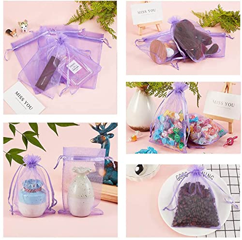 Image of Dealglad 50pcs Drawstring Organza Jewelry Candy Pouch Christmas Wedding Party Favor Gift Bags (6x8, Light Purple)