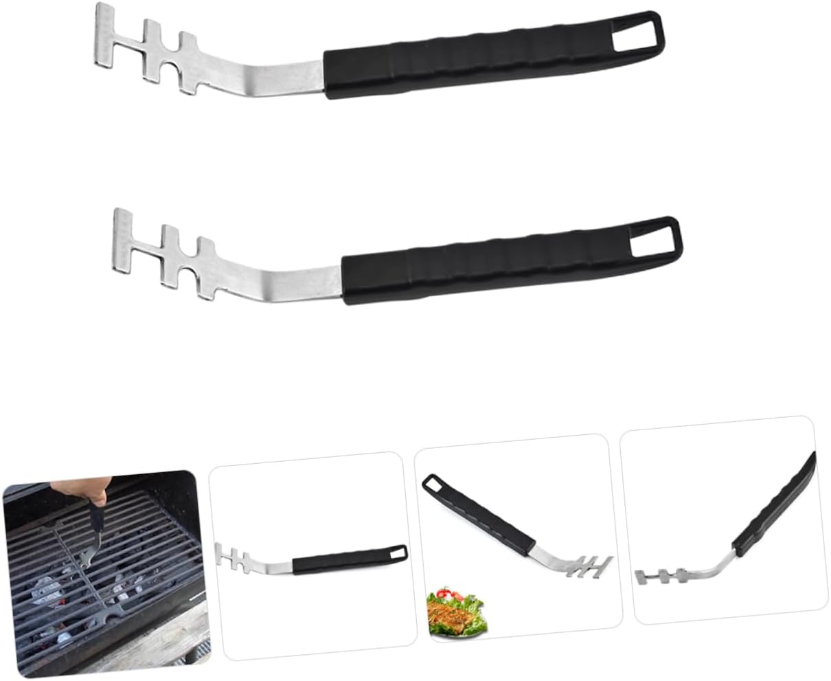 Luxshiny 2pcs Stainless Steel Grill Grate Lifter for Outdoor Cooking Safety