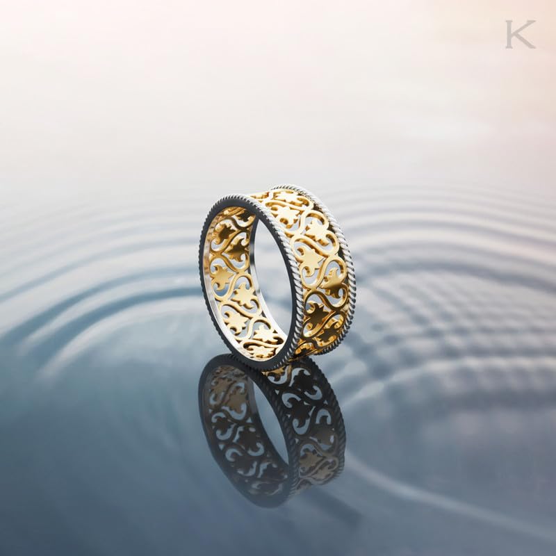 Image of KISNA 9KT / 14KT / 18KT Aurora Filigree Yellow Gold Band For Women | S14
