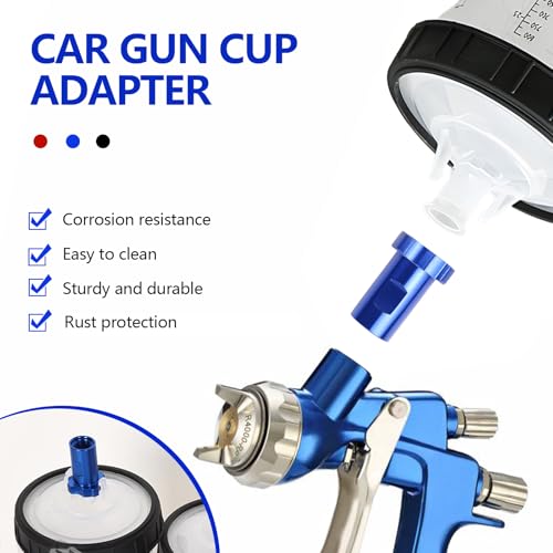 Image of Hovom Car Spray Gun Cup Adapter, 16mm Thread 1.5mm Pitch Master Elite Paint System MPS Female Adapter, Spray Gun Paint Cup Adapter Fits PRO-33, PRO-44, PRO-88 HVLP Spray Guns (Blue+Internal Thread)
