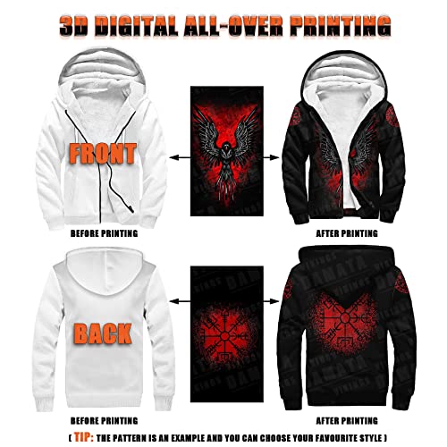 Fenrir wolf 3D full print Sherpa-Lined Jacket for Unisex, Big and Tall Zip Up Fleece Viking Zip Hoodies, Size 丨S - 5XL (Color : Celtic Wolf, Size : Large)4