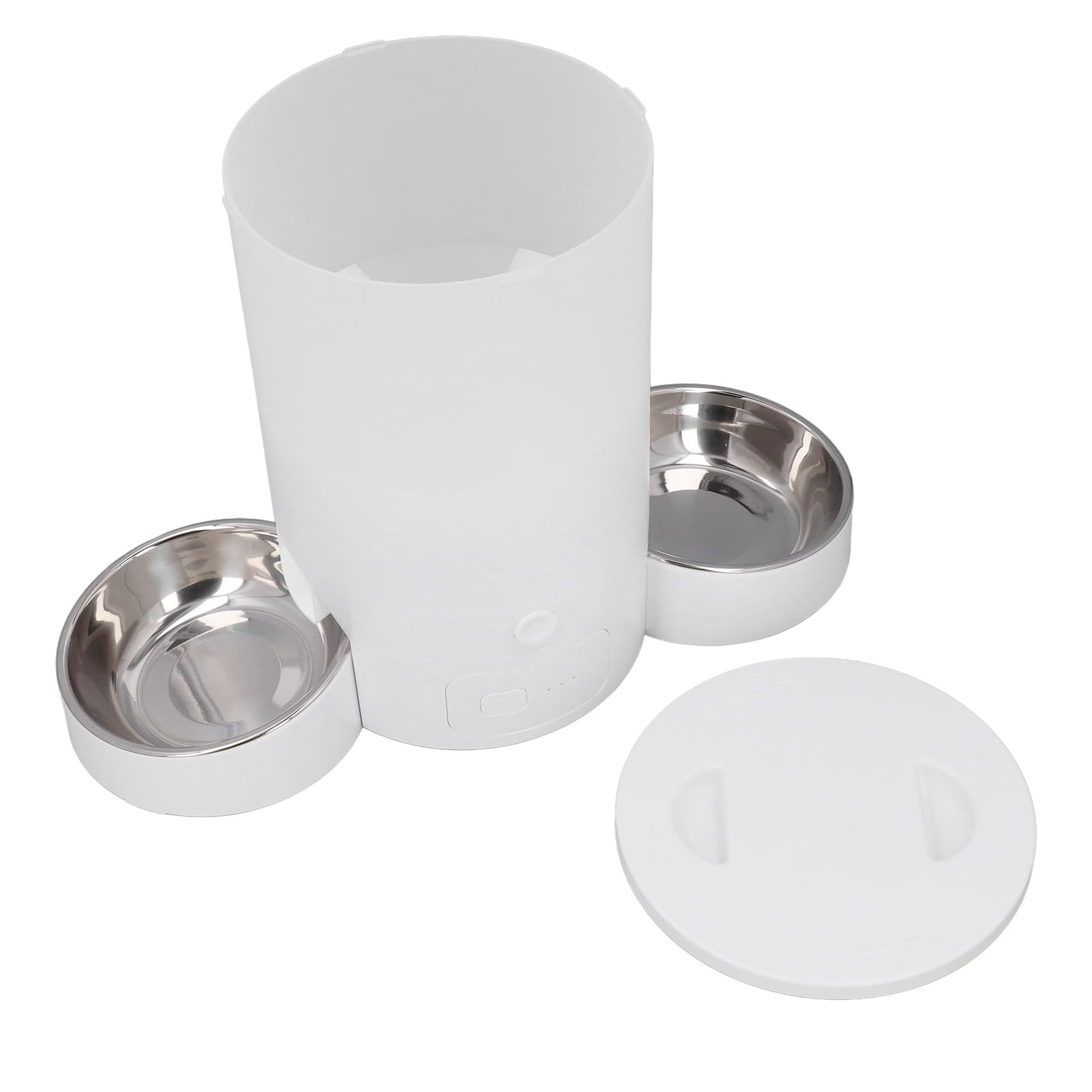Comedero Automático para Gatos, Comedero Temporizado para Gatos, Cuenco Doble, Construcción Robusta, Recordatorio de Voz para el Hogar para Dos Gatos (White)