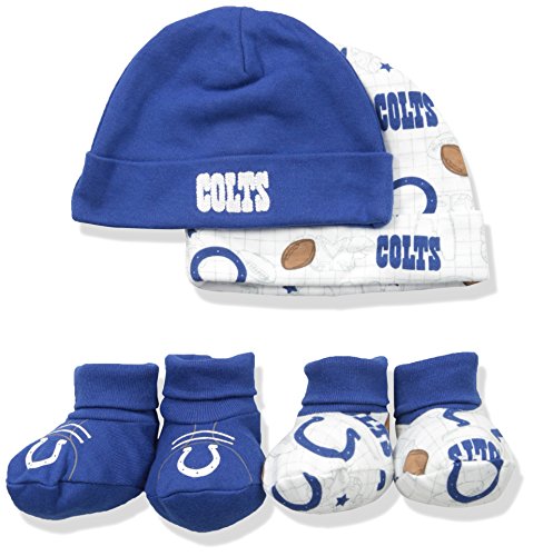 NFL Indianapolis Colts Unisex-Baby 4-Piece Cap & Bootie Set, Blue, 0-6 Months