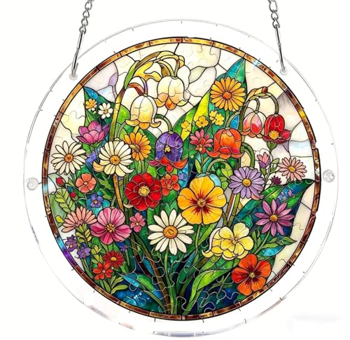 Aesthetic Acrylic Puzzle for Adult Crystal Puzzle Suncatcher Window Hanging Ornament Stained Glass Style DIY Jigsaw Puzzle Unique Irregular Pieces for Home Decor