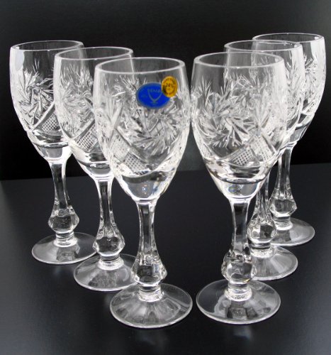 Belarus Set Of 6 Russian Cut Crystal Shot/Sherry Glasses On A Long Stem 2.4 Oz Hand Made #TOP2