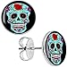 Body Candy Stainless Steel Blue Sugar Skull Stud Earrings