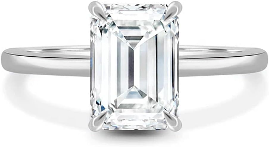 10K 14K 18K Solid Gold Moissanite Engagement Ring for Women, 1-3 Carat Round/Oval/Emerald/Princess/Radiant/Elongated Cushion/Marquise/Asscher Cut Moissanite Wedding Ring Solitaire Band