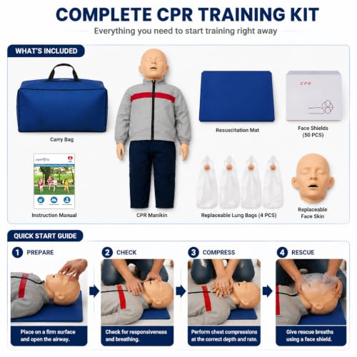 Image of JNMFTD Children CPR Manikins Dummy Training Kit，Full Body CPR First Aid Training Simulator Mannequin Professional Medical Accessories for Classroom or Research Centers Nursing Practice Patient Care