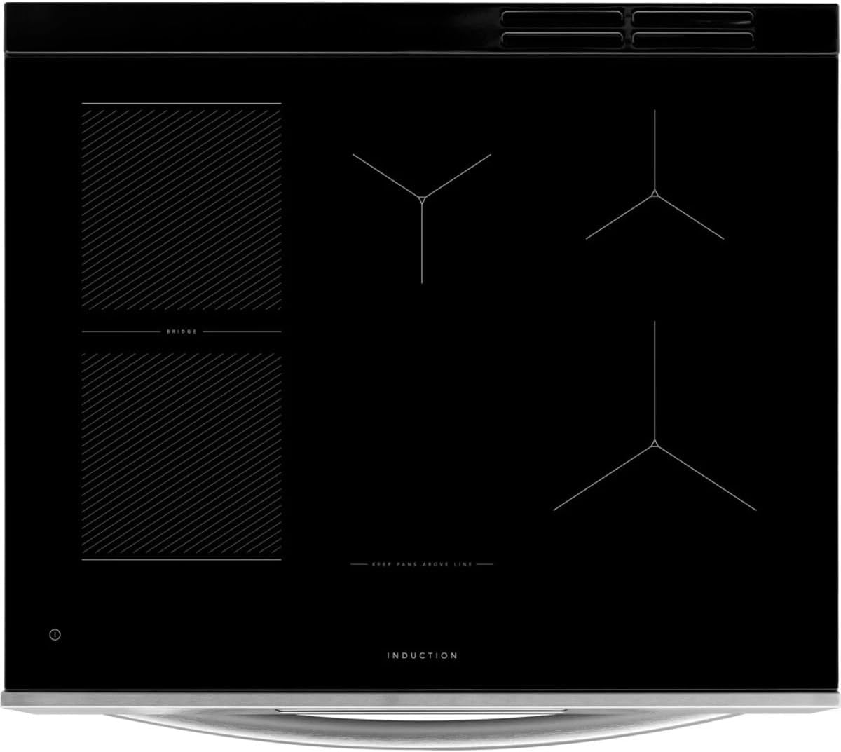 Frigidaire GCFI3070BF 30-Inch Slide-In Induction Range, 5 Burner Cooktop, Large Convection Oven, Air Fry, Smudge-Proof Stainless Steel