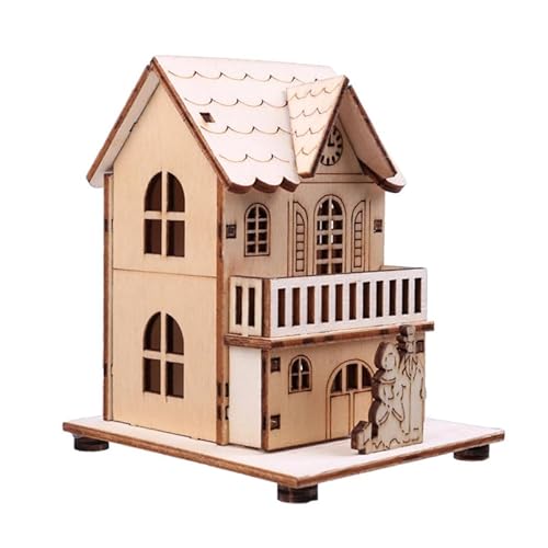 LED Maison de Noël Maisons de Village de Noël en Bois Lumineuses Mini Maison en Bois Ville de Noël avec des Lumières Décoration de Table de de Noël