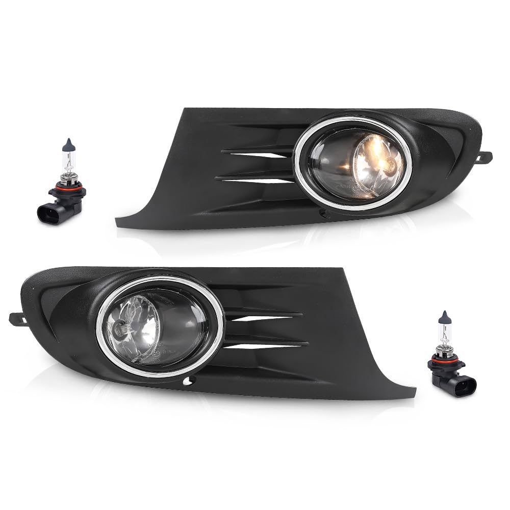 LQI Fog Light and Bezel Kit Pair Compatible with VW Golf MK6 Base & TDI 2010-2014 (Not Fit for GDI & GTI), Fit VW Jetta Sportwagen TDI 4-Door only 2010-2014 (Not Fit Jetta Sedan) Black