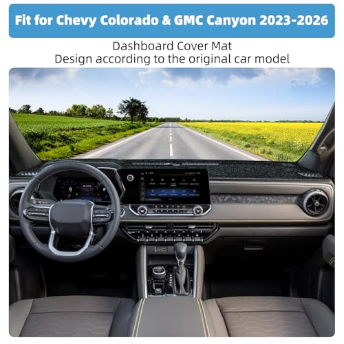 Image of Dash Cover Mat for Chevy Chevrolet Colorado & GMC Canyon 2023 2024 2025 2026 Non-Slip Dashboard Cover Mat Sunshade UV Rays Protector Interior Accessories