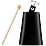 Eastrock 6 inch Metal Steel Cow Bells Noise Makers Hand Percussion Cowbell with Stick for Drum Set