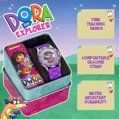 Accutime Dora the Explorer by Nickelodeon Analog Quartz Watch for Kids - Purple Time-Teaching Watch with Easy-Read Dial - Image 2