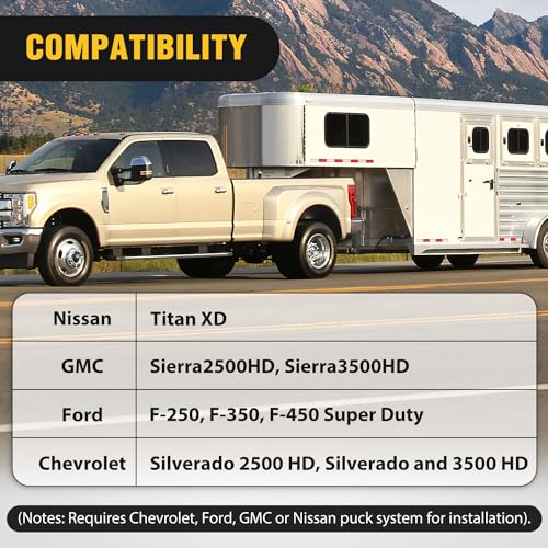 Image of Nilight 60692 Puck System Gooseneck Hitch Kit w /Box for 2016-2025 Chevy Silverado GMC Sierra 2500HD 3500HD Nissan Titan XD, 2013-2025 Ford F250 F350 F450, 2-5 /16 inch Ball w /Chain Anchor