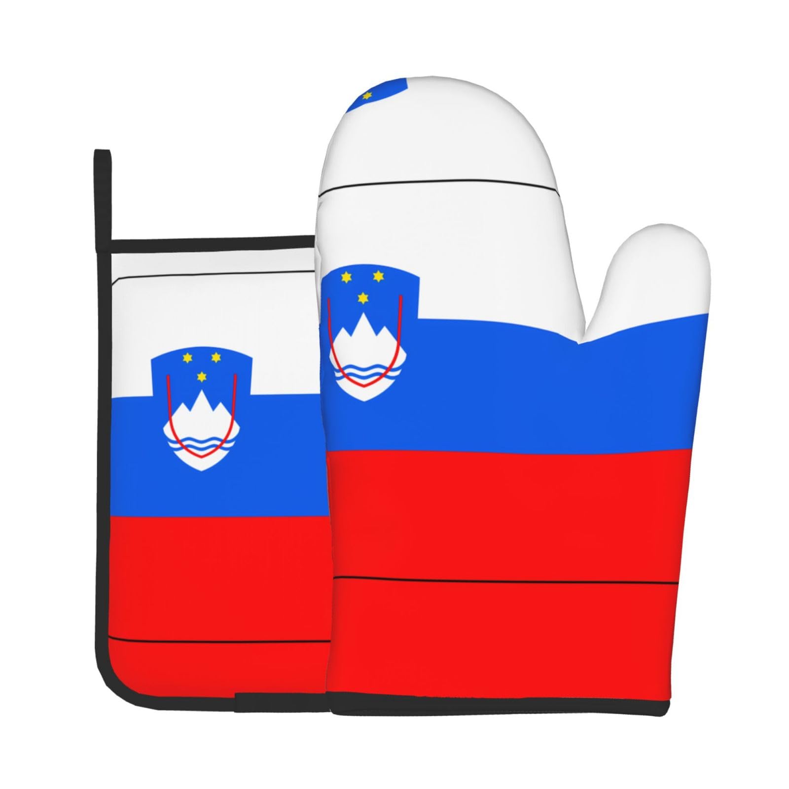 Oven Mitts and Potholders Set of 2 for Kitchen Baking Cooking GrayFlag of Slovenia Thick and Durable