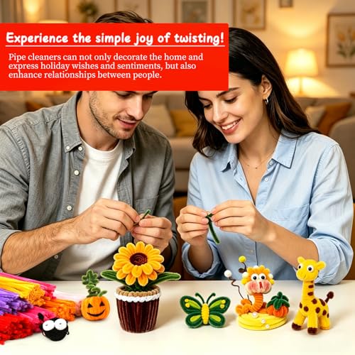 Image of Mnuizu 200 Pcs Pipe Cleaners, Glitter Pipe Cleaners Craft Fuzzy Sticks Bulk
