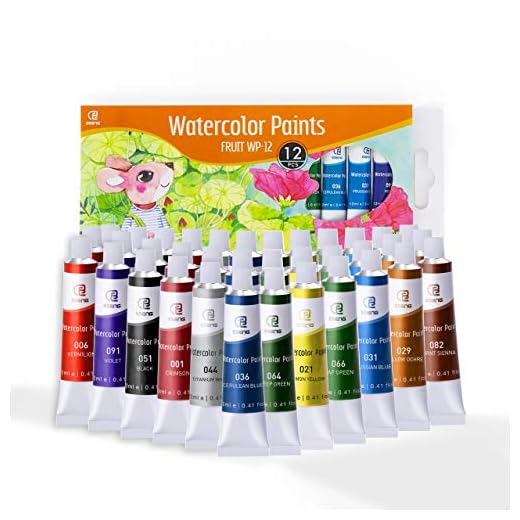ESENG® Premium 12 Tubos de Pintura Acuarela 12ml, Watercolours set tube FRUIT WP-12, para principiantes, aficionados, profesionales y artistas.