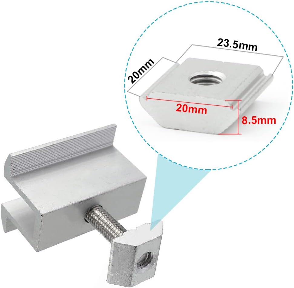 20 Pack Solar Panel Mid Clamps, Roof PV Panel Rail Aluminum Mounting Bracket Fits 1.2" - 2" Thick Solar Panel Frame