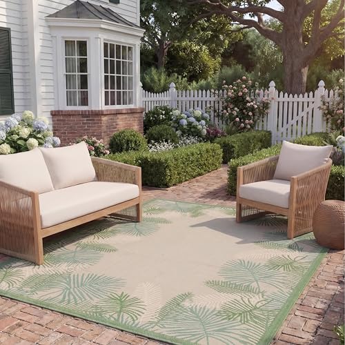 Tapete decorativo 8' x 11' color crema y verde