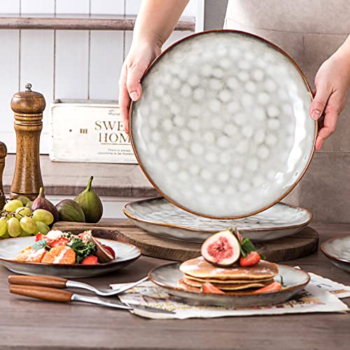Henten Home Cake Plate, Set of 4 Porcelain Dessert Plates, Stoneware Dinner Plate Modern Beige, Crockery for 4 People - Image 4